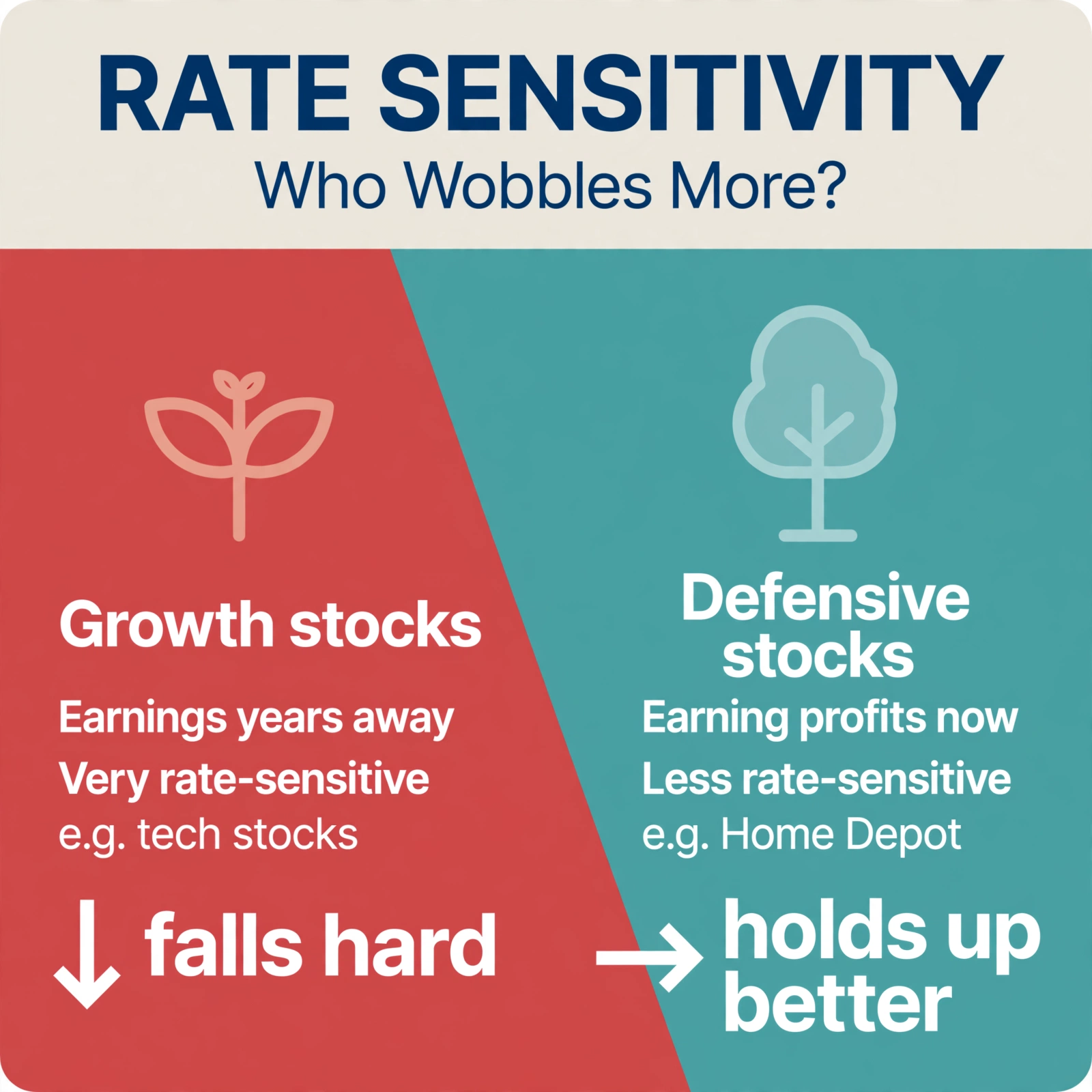 Growth vs defensive stocks