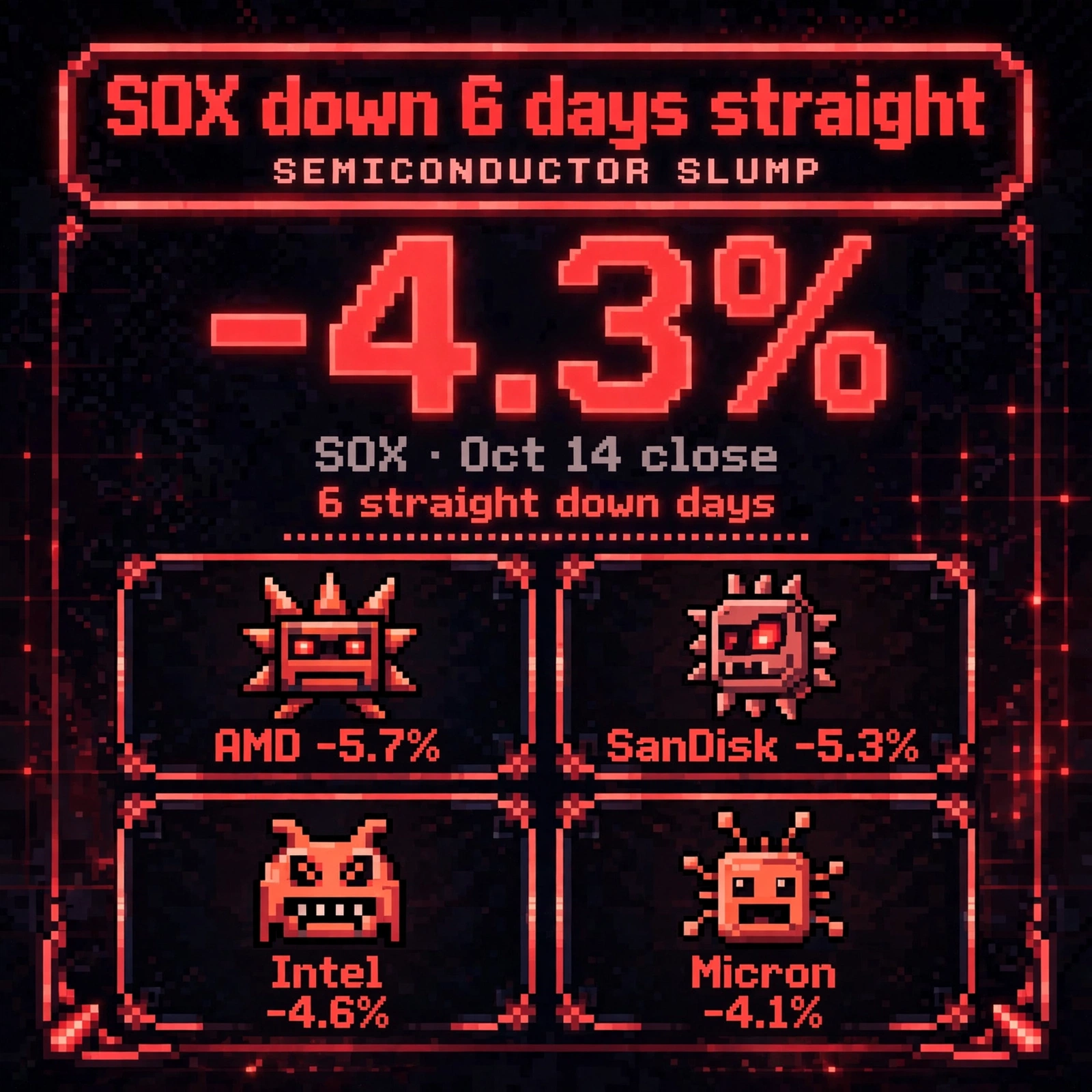 SOX six-day slump